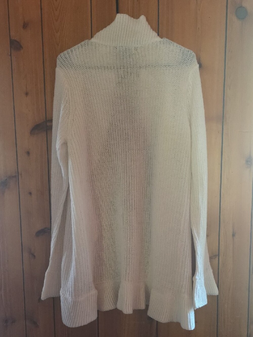 Lightweight Cream Ruffle-Front Open Cardigan - Picture 2 of 3